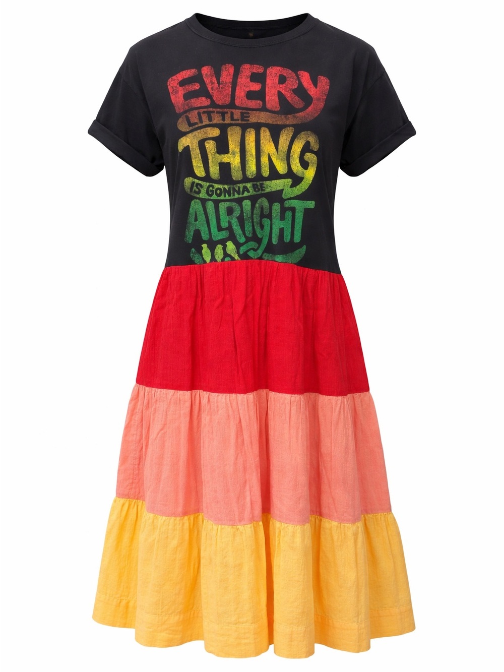 Bob Marley Edition Band tee to midi! Tiered dress.  🎸The Remix Collection 🥁